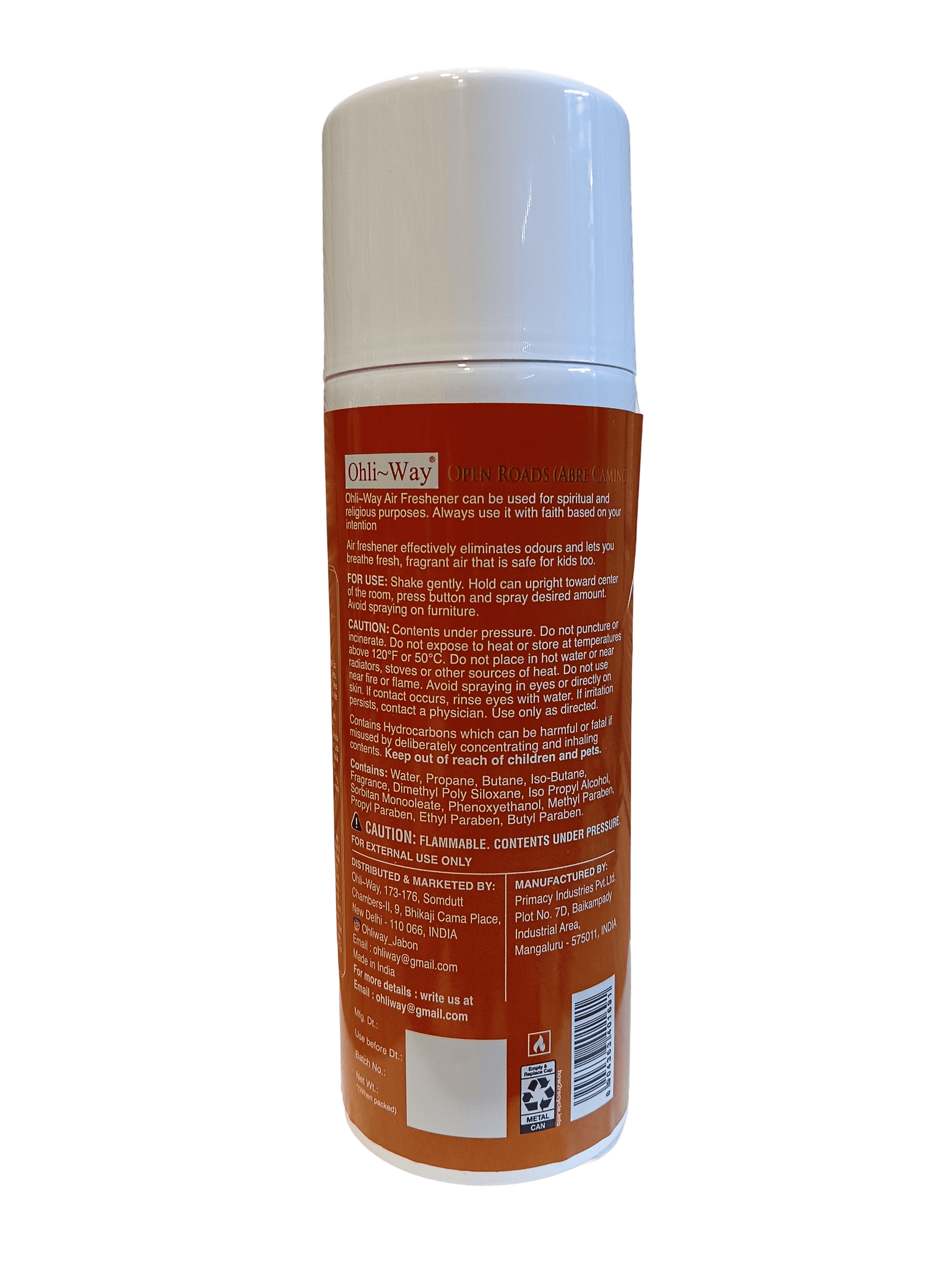 Open Road / Abre Camino Air Freshener Aerosol Spray Ohli~Way (400 ml / 13.52 fl.oz) - Image 3