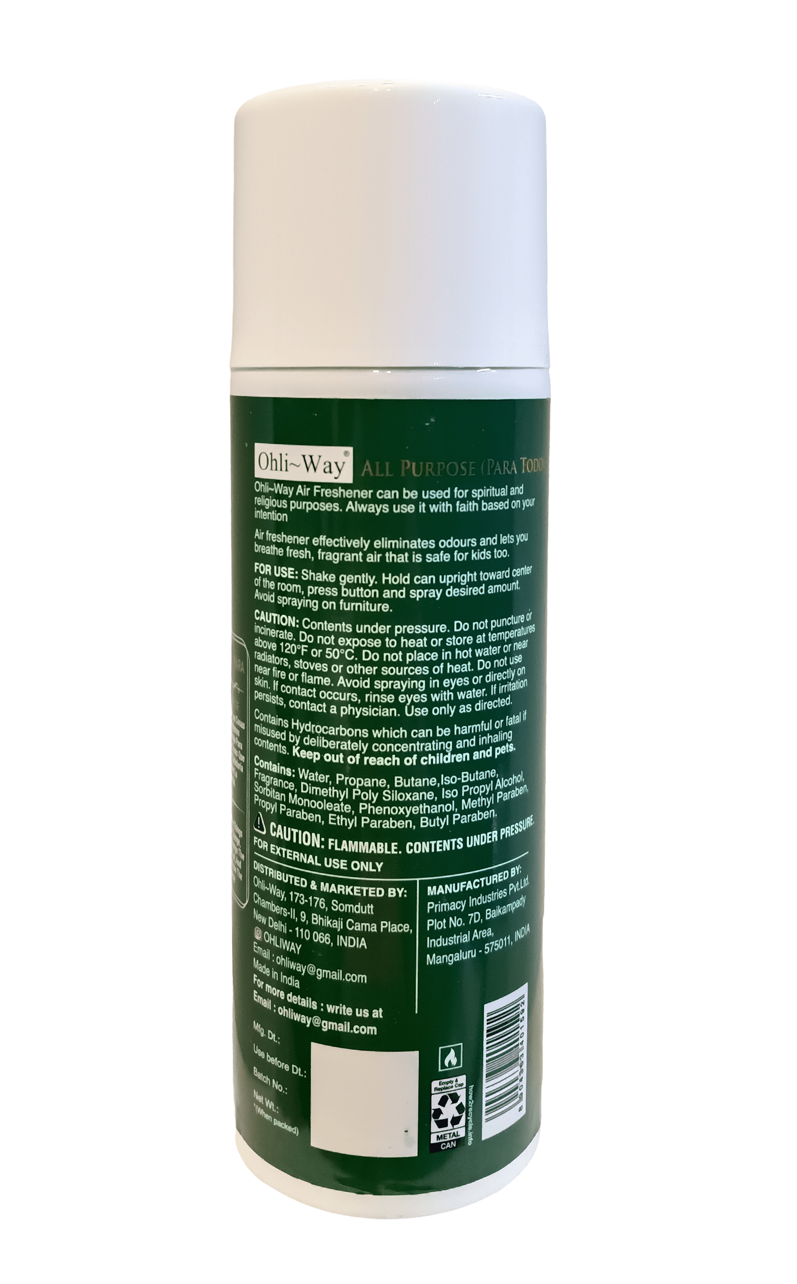 All Purpose / Para Todo Air Freshener Aerosol Spray Ohli~Way (400 ml / 13.52 fl.oz) - Image 4