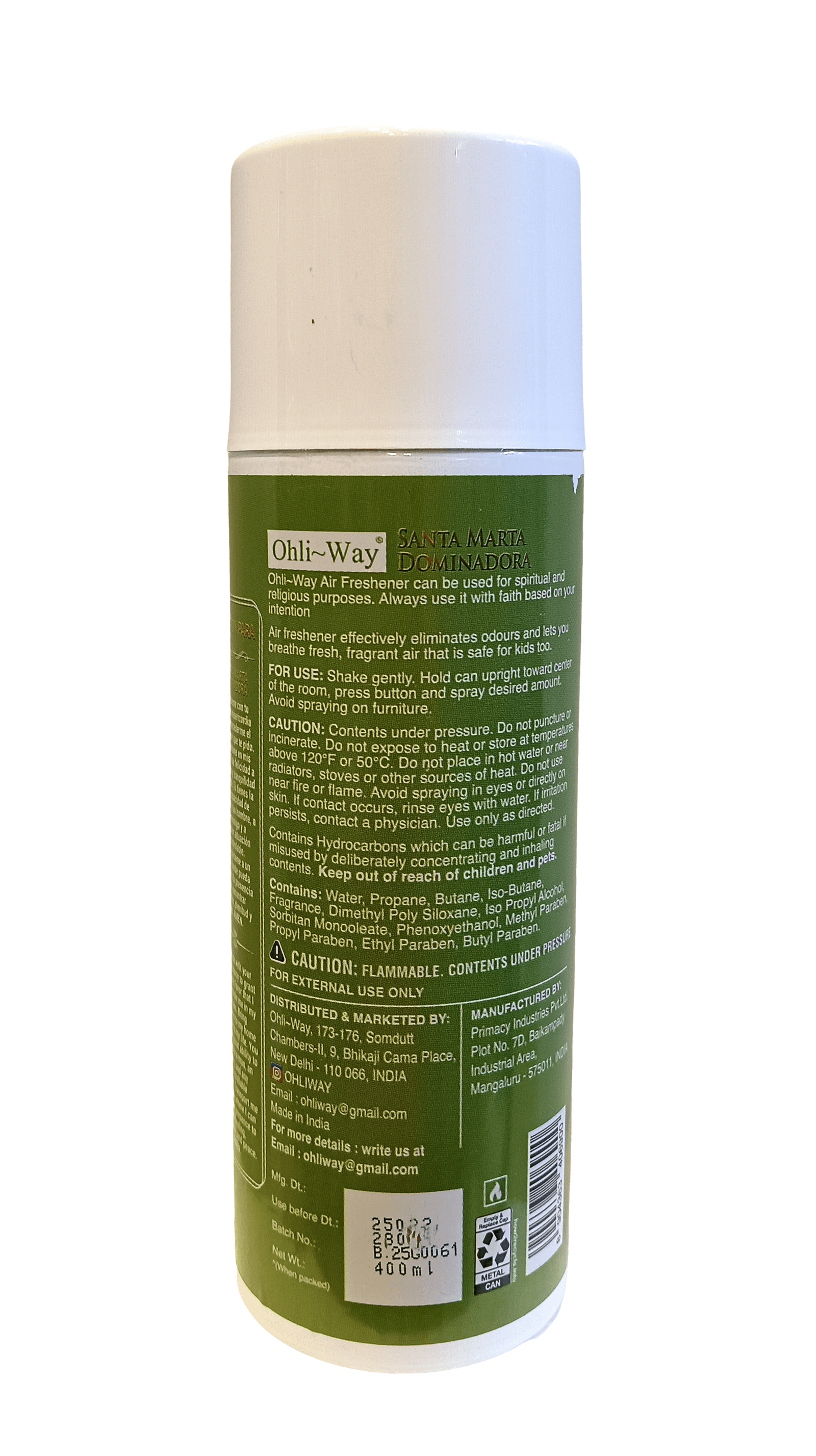St. Martha Dominator / Santa Marta Dominadora Air Freshener Aerosol Spray Ohli~Way (400 ml / 13.52 fl.oz) - Image 3