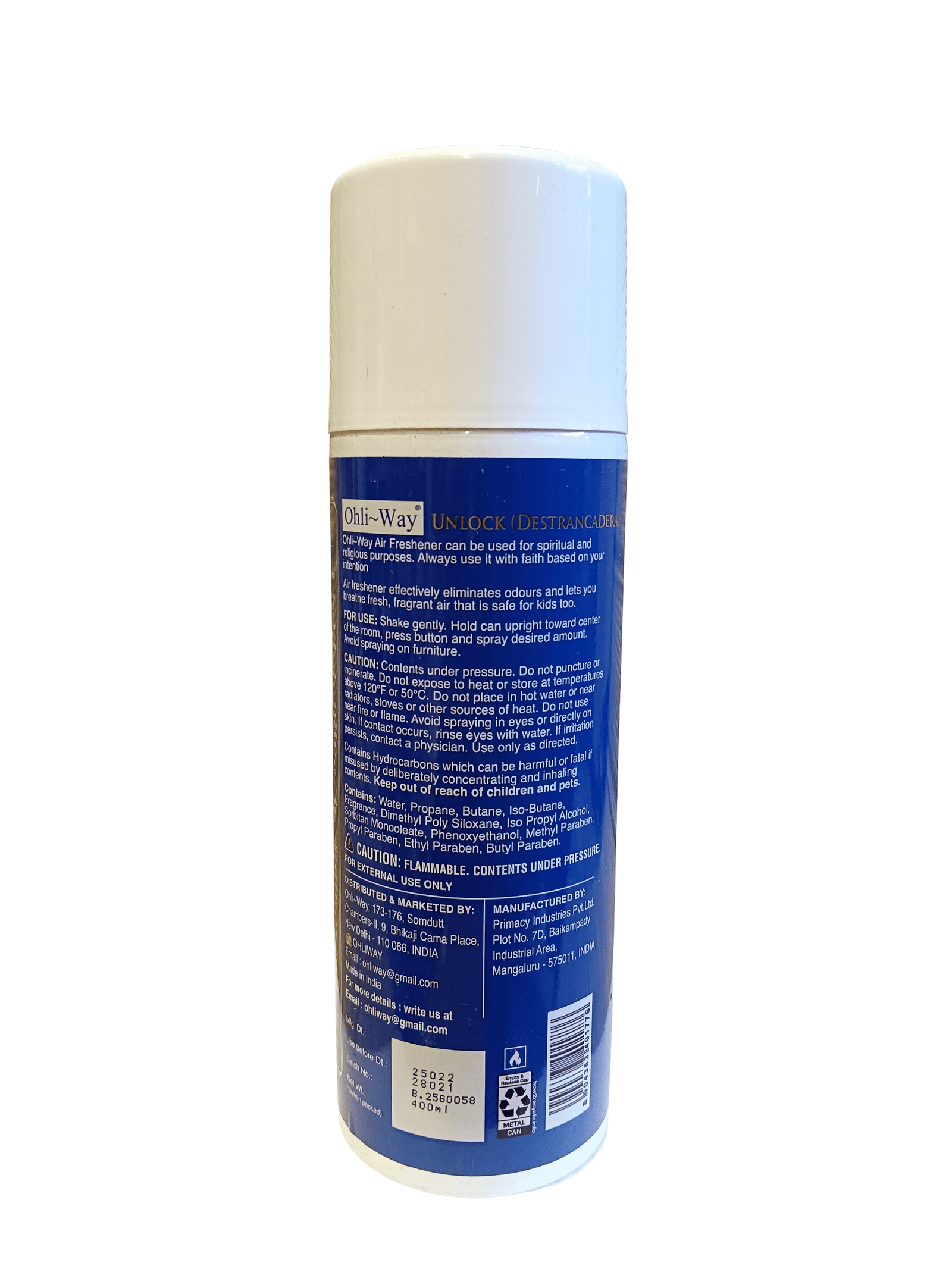 Unlock / Destrancadera Air Freshener Aerosol Spray Ohli~Way (400 ml / 13.52 fl.oz) - Image 4